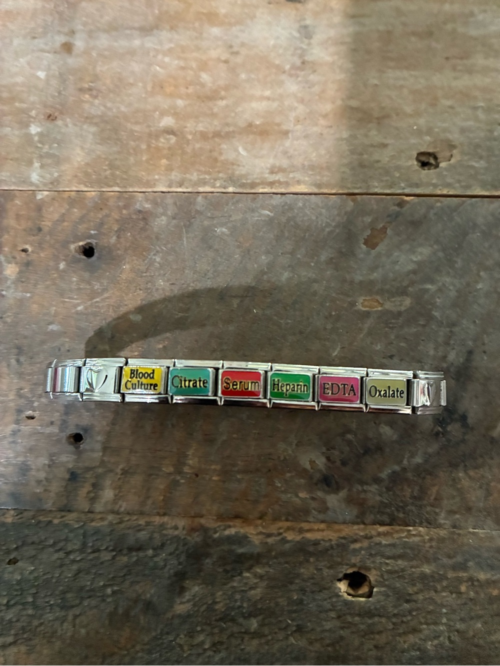 Colorful Phlebotomist Cheat Sheet Tube Information Stretch Bracelet - Silver